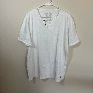 Jack & Jones Vintage T Shirt Mens Size XL White Short Sleeve Button Slit Neck